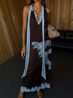 Asymmetrical Spliced Lace Color Matching Jacket Skirts Set 2-piece Sets