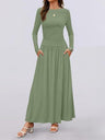 Liber Spring Women's Pocket Solid Color Maxi Dresses