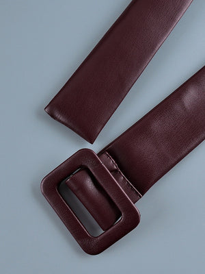 PU Leather Long-sleeved Jacket With A Fitted Waist
