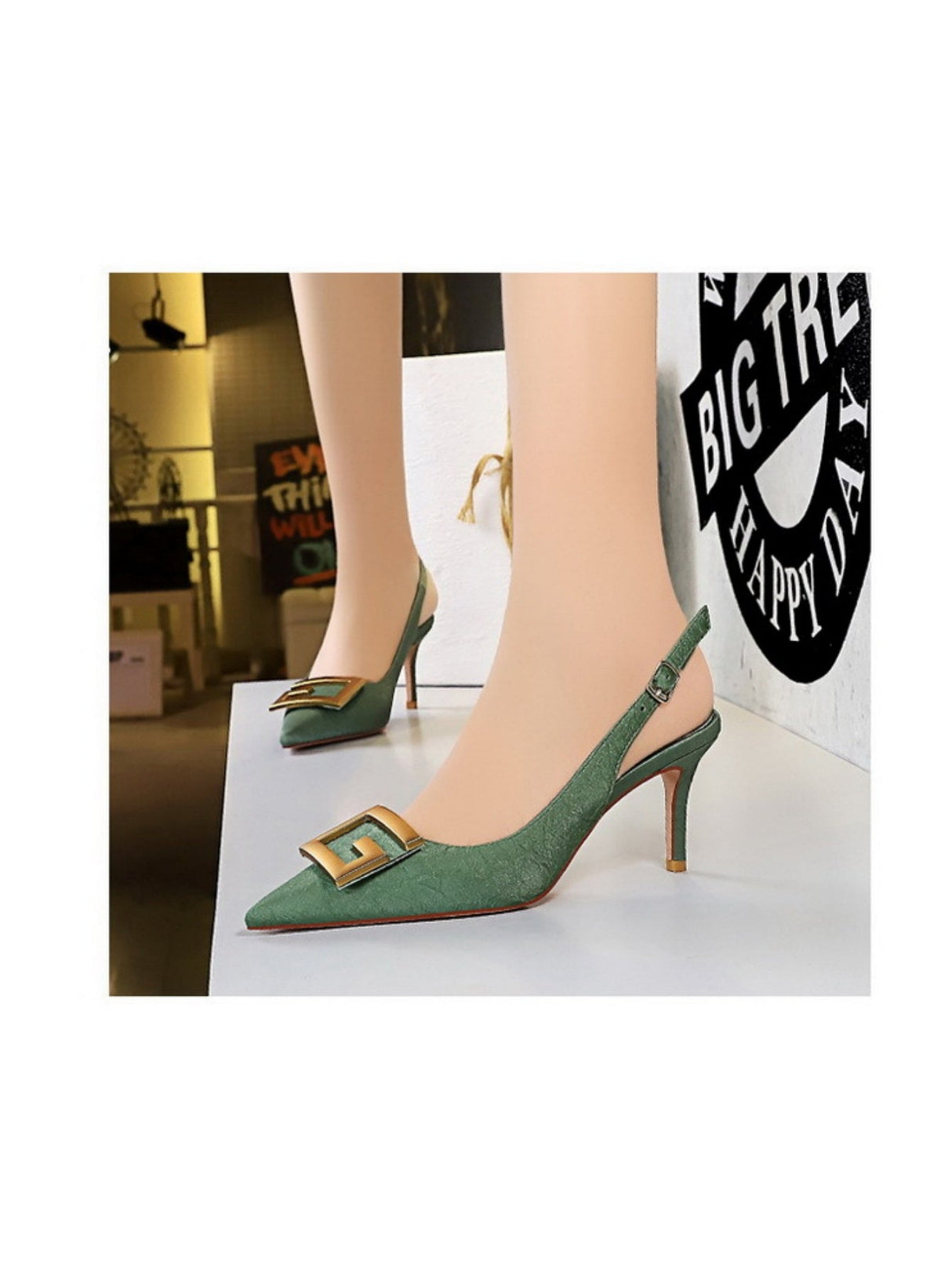 Liber Spring and Autumn Metal Buckle Women's High Heels