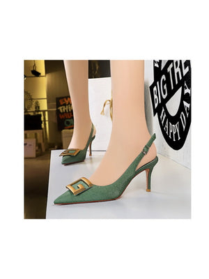 Liber Spring and Autumn Metal Buckle Women's High Heels