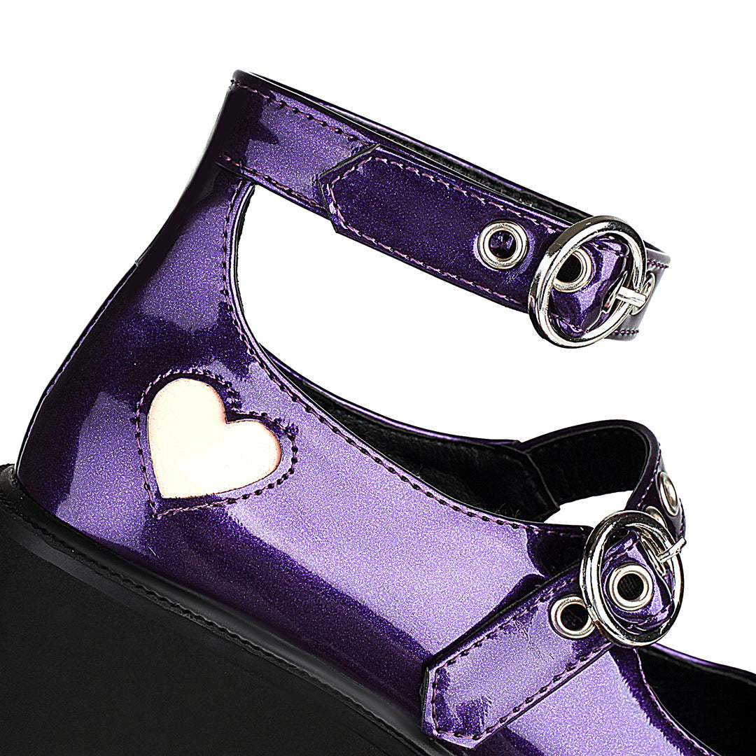 Heart-shaped Platform Mary Jane Shoes
