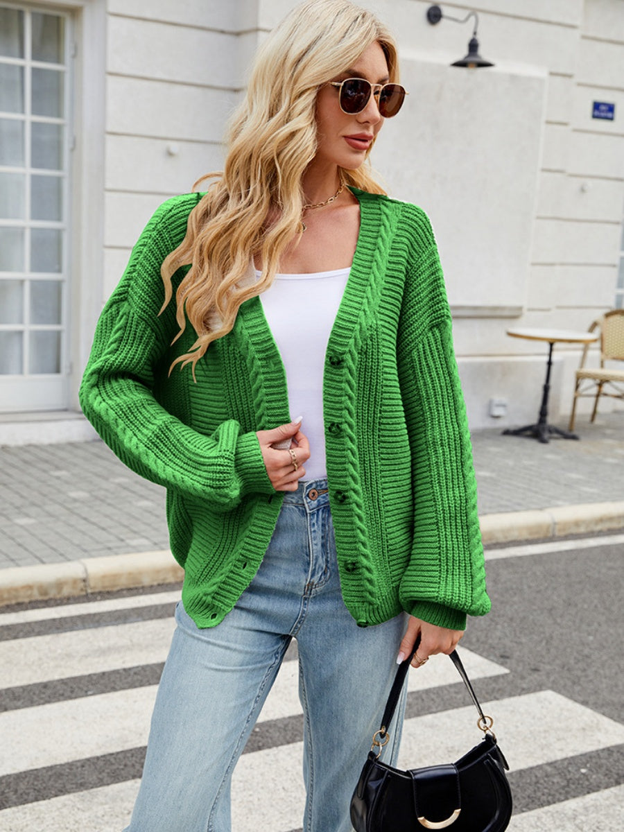 Liber Autumn Women's Buttons Plain stitch Lantern cuffs Cardigans Coat