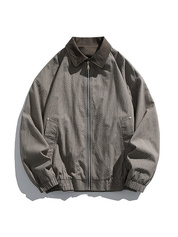 Old Money Style Plaid Color-blocked Layered-look Jackets