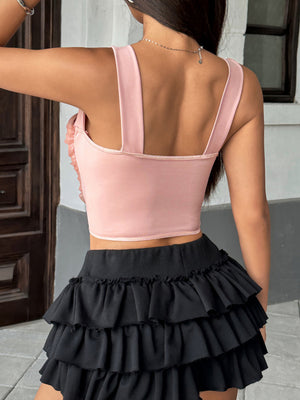 Mesh See-through Color Blocking Cotton Breast Bone Bra