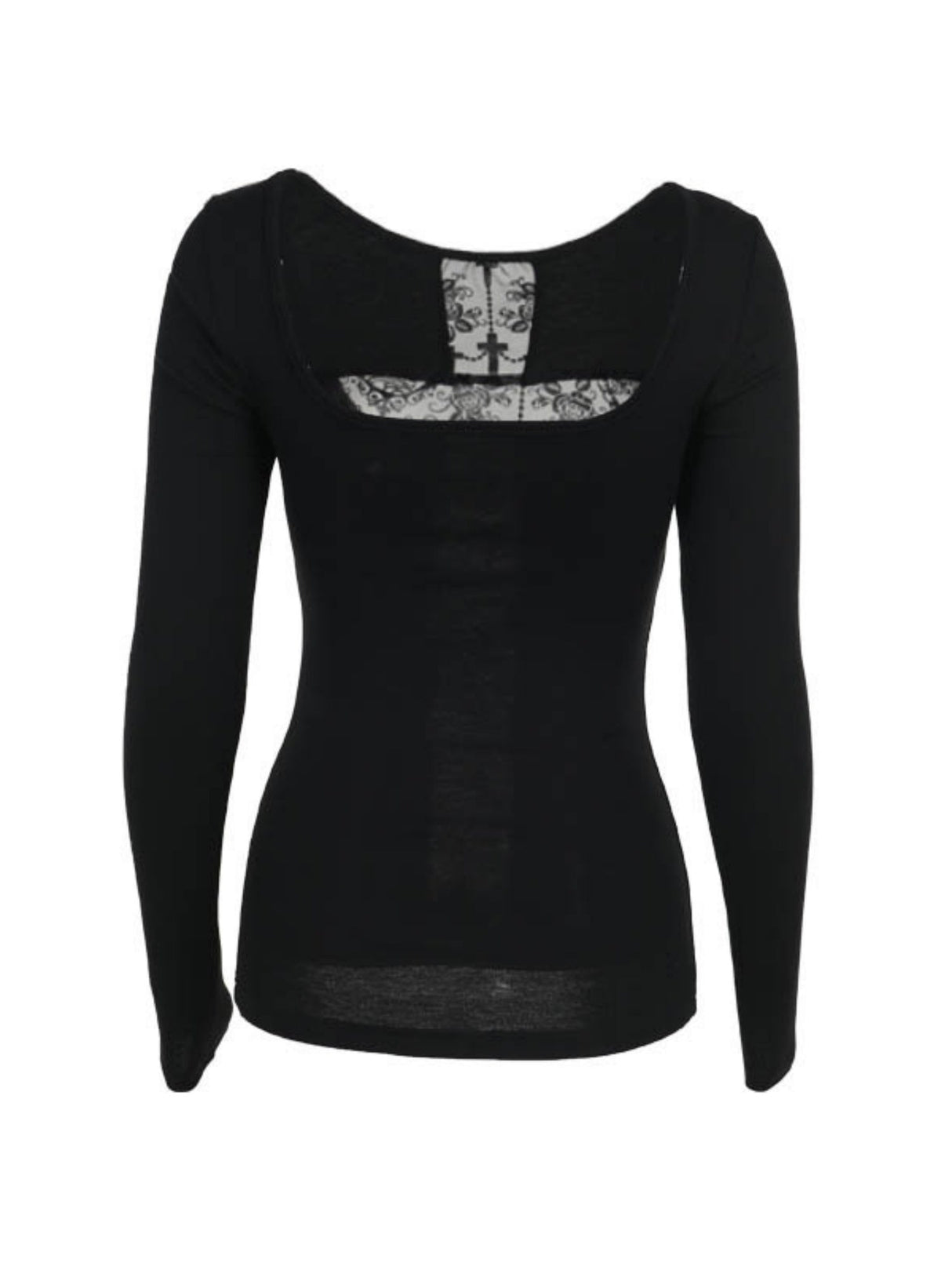 Y2K Off-shoulder Lace Patchwork Hollow Out Long-sleeved Top