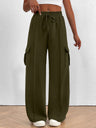 Elastic Waistband Lace Up Pocket Cargo Trousers