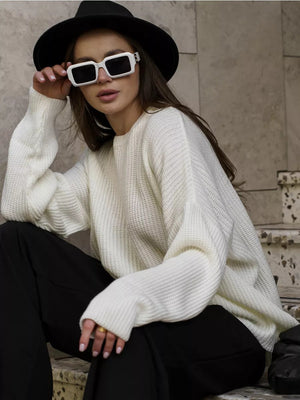 Liber Autumn women's plain solid color pullover long-sleeved sweater