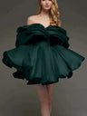 Off-the-shoulder Glossy Short Dress