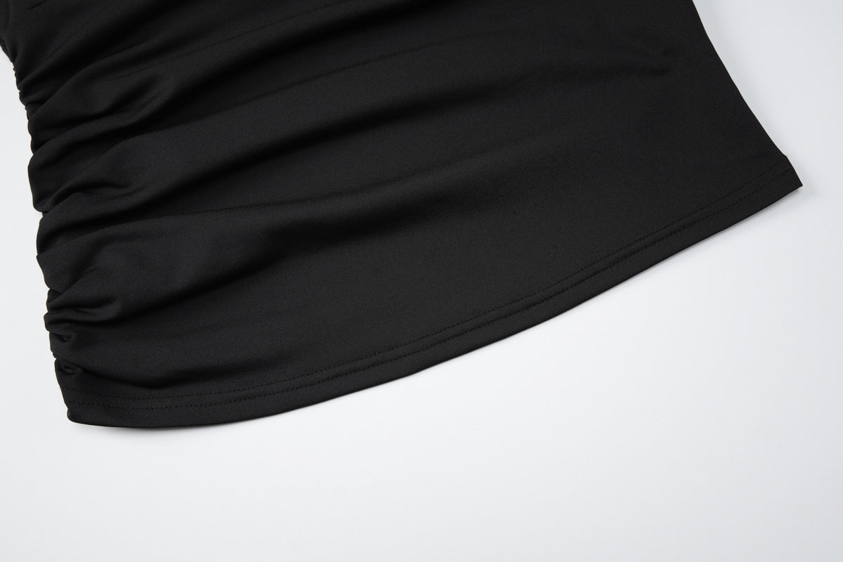 Asymmetrical Off-shoulder Solid Color Crop Top