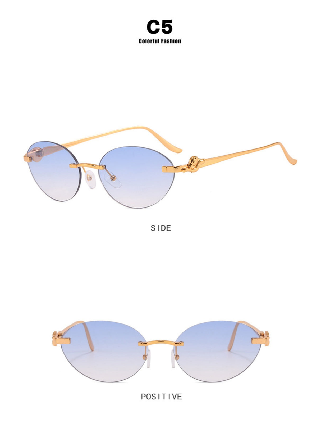 Frameless Oval Sunglasses