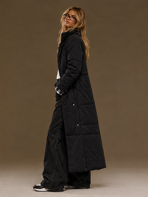 Loose-fitting, Casual, Warm, Long Stand-collar Cotton Coat/long Cotton-padded Jacket