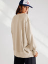 Women's Autumn/Winter Solid Color Frayed Edge Long Sleeve Side-Slit Sweatshirt