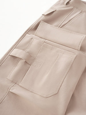 Liber Autumn Neutral wear Multiple pockets Solid Color Cargo Trousers
