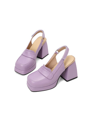 Platform Chunky Heels With Open Back