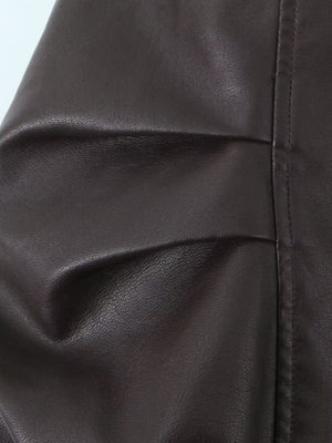 Retro PU Leather Jacket With Asymmetrical Lapel Design