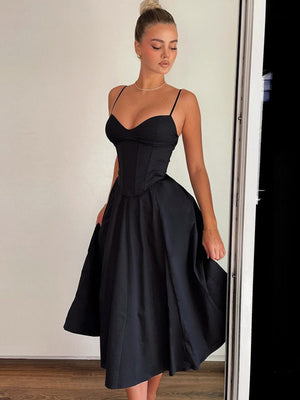 Black Elegant Camisole Formal Dress Maxi Dresses