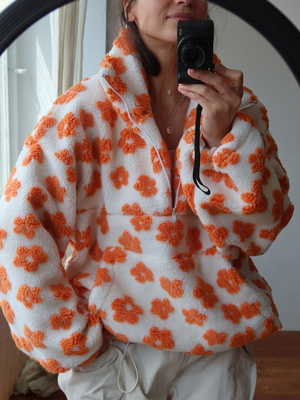 Fleece Flowers Keep Warm Pocket Sweatshirts&Hoodies