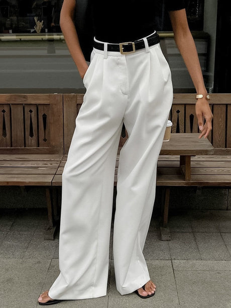 Basic Wide Leg  Pocket High waist Pants