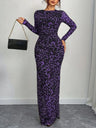 Leopard Print See-through Mesh Slimming And Waist-cinching Long-sleeved Long Dress