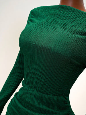 Knitting Long Sleeve High Waist Slim-fit Hip-hugging Drawstring Maxi Dresses