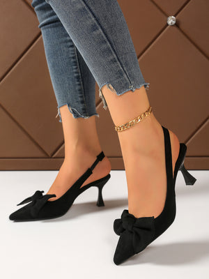 Bow-tie Open-back High Heels
