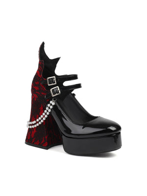 Pearl And Lace-trimmed Mary Jane High Heels
