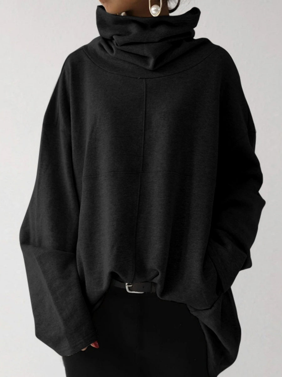 Hood Turtleneck Batwing Sleeves Loose Sweatshirts