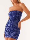 Sequin Beads Strapless Backless Tie-up Sweet Mini&Short Dresses