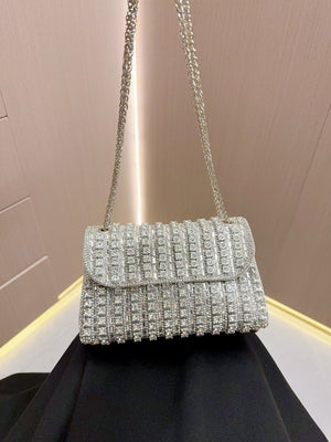 Liber Four Seasons ACC chain contrast color diamond underarm bag