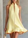 Halter V-neck Loose-fit Home Vacation Mini&Short Dresses
