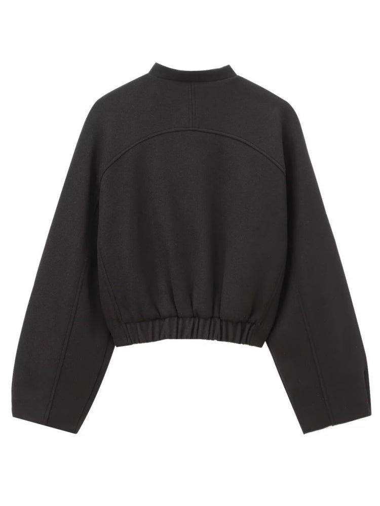 Stand Collar Single-breasted Large Pocket Blazer