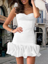 Pleated Skirt With Spaghetti Straps Slim Fit Mini&Short Dresses