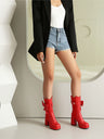 Platform Chunky Heel Bow Buckle Elastic Mid-calf Women's Boots