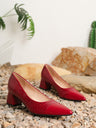Pointed-toe Embossed Patchwork High Heels