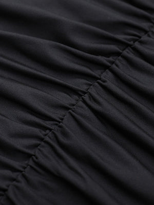 【EXPÉDITION NORMALE】Robes courtes et mini dos nu à col drapé et empiècements en maille scintillante