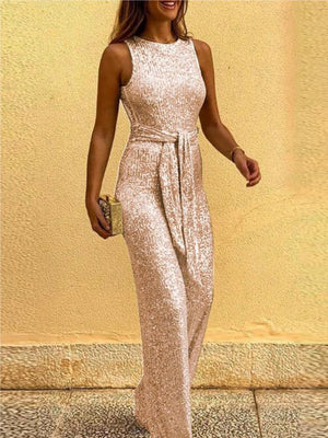 Combinaisons à taille fine et pailletée avec bandage