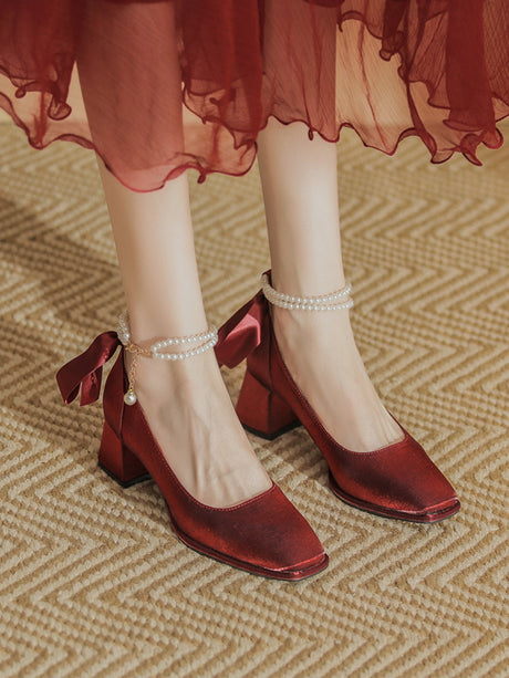 Bow-tie Satin High Heels