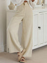 Basic Corduroy Double Buttons Stretch Leisure Straight-leg Trousers