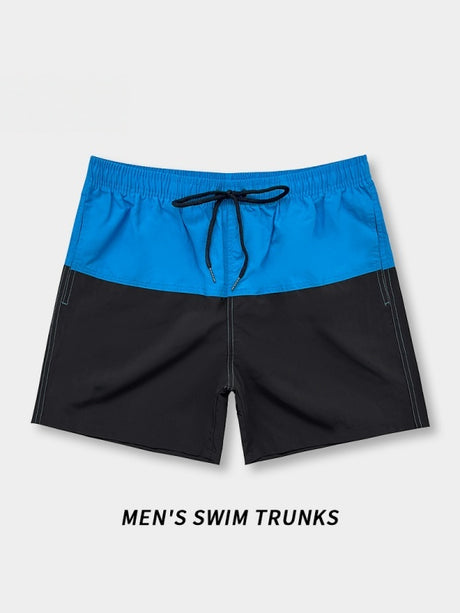 Loose-fit Straight-fit Breathable Color-blocked Four Points Beach Shorts