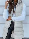 Mid-length Hooded Design Keep Warm Leisure Zipper Pocket Quilted Vest