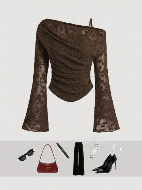 Lace-trimmed Long-sleeved T-shirt