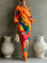 Long Sleeve Off-shoulder Comfort Loose-fit Maxi Dresses