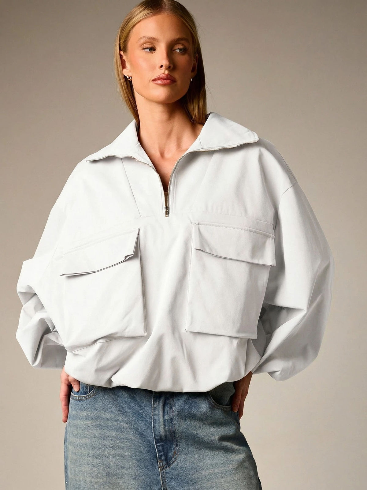 Workwear Style Long-sleeved Coat