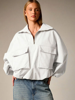 Workwear Style Long-sleeved Coat