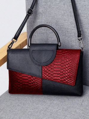 Snake-print Color-block Clutch/crossbody Bag