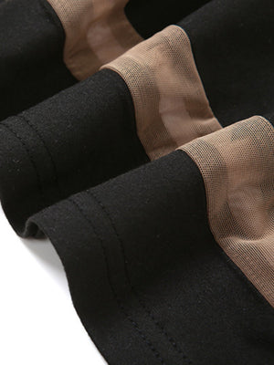 Mesh Splicing High Collar High Waist Slim Sexy Long Dress