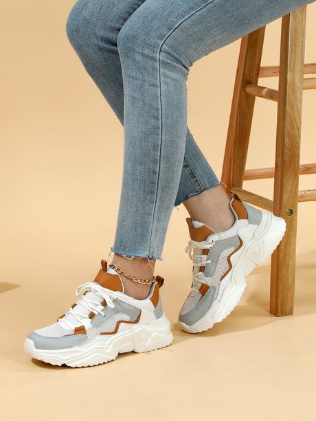Color-blocked Platform Women's Casual Sneakers