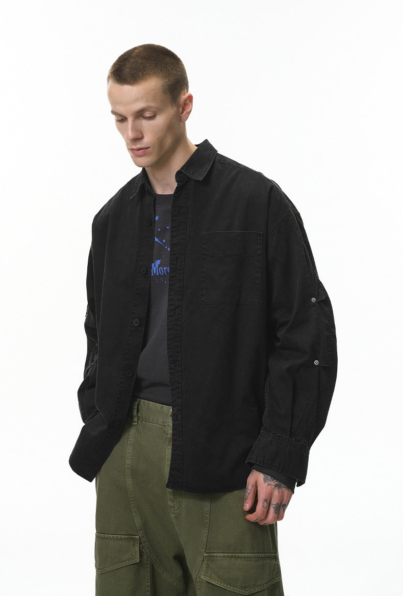 Liber Autumn Neutral wear Pocket decoration Solid Color Shirts