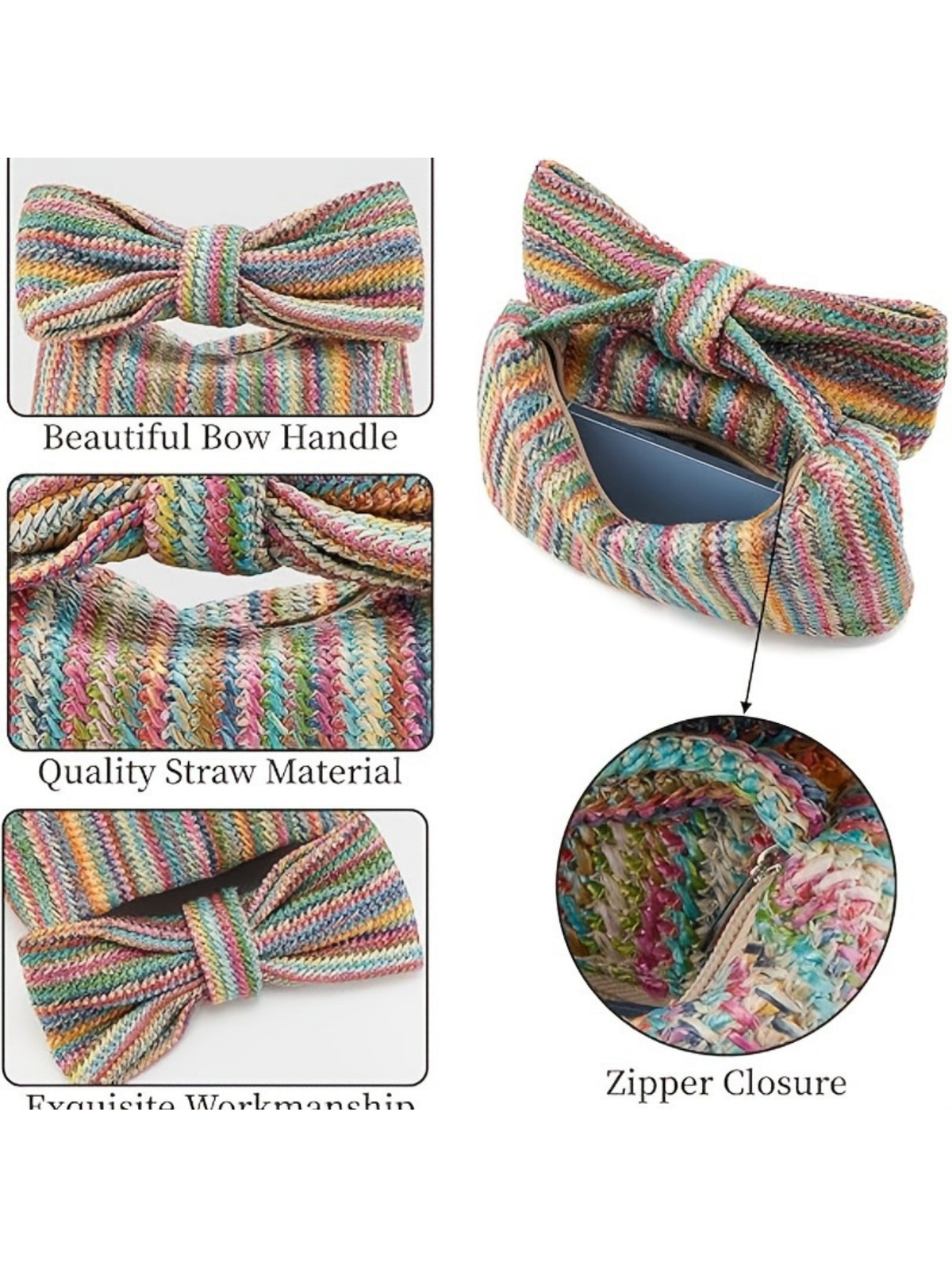 Vacation Straw Bow Clutch